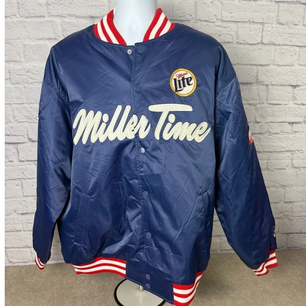 VTG Chase Authentics Rusty Wallace Miller Time NASCAR Jacket Blue Men Size‎ XXL